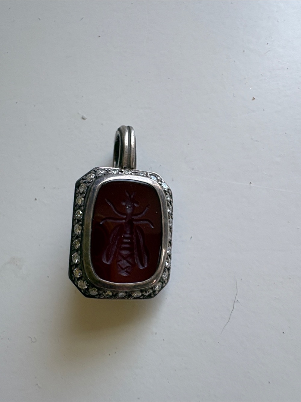 SLANE ~ .70 CARAT Diamond ~ BEE ~ Intaglio Pendant